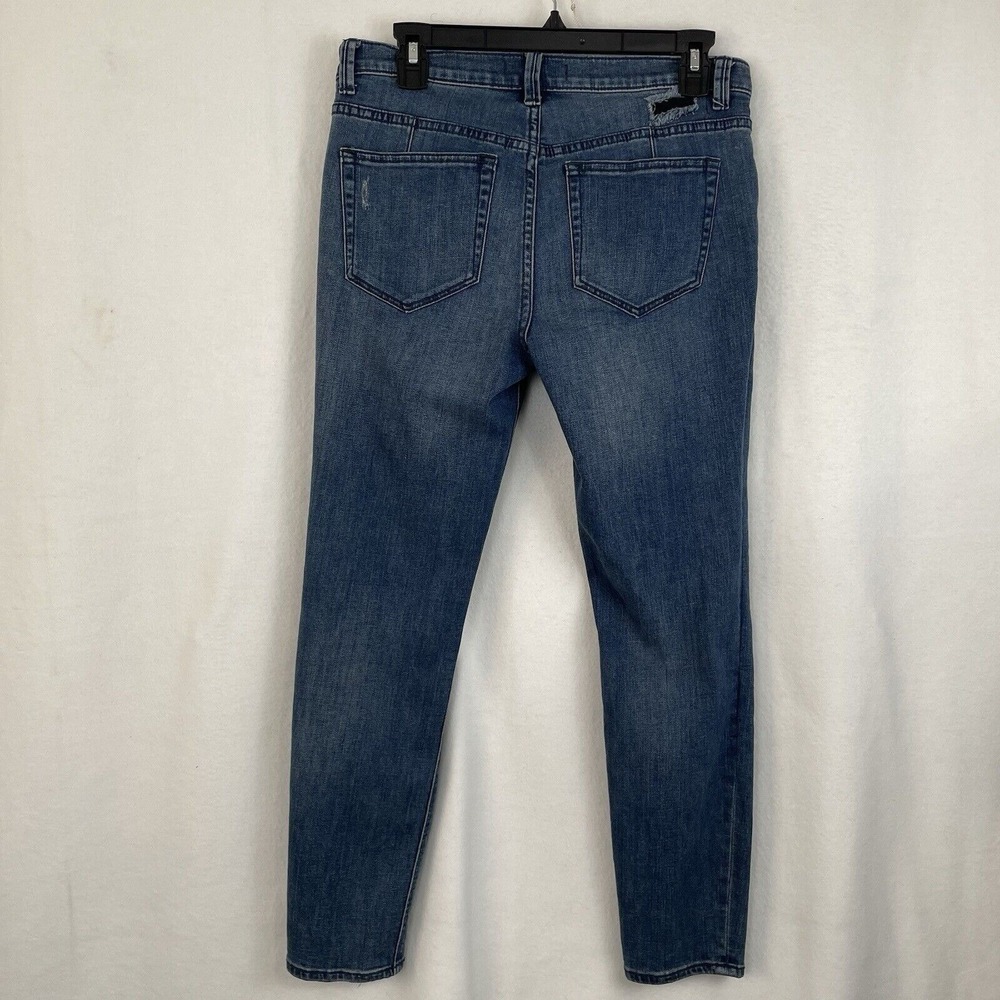 Free People Skinny Jeans Women 28 Blue Distressed Ripped Mesh Underlay Butto Fly - Picture 8 of 11